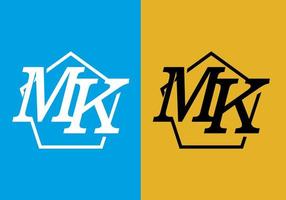 blu giallo nero del testo della lettera iniziale mk vettore
