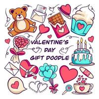 pacchetto di doodle regalo di san valentino vettore