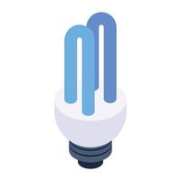 icona della lampadina a led, design isometrico della lampadina notturna vettore