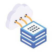 cloud con server rack, concetto di icona di rete del server cloud vettore