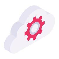ingranaggi all'interno del cloud, icona della gestione del cloud vettore