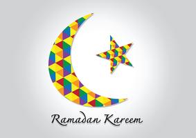 Ramadan Kareem Luna colorata e stella per il mese sacro dei musulmani vettore
