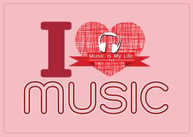 amo Music and Music is My Life tipo di carattere parola con segni idea design vettore