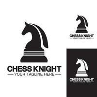 modello vettoriale di disegno del logo della siluetta del cavallo del cavaliere degli scacchi neri
