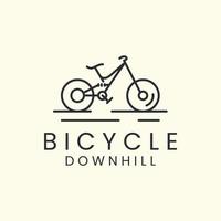 bici da discesa con disegno del modello dell'icona del logo in stile line art. bicicletta, mtb, montagna, ciclismo, illustrazione vettoriale