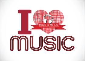 amo Music and Music is My Life tipo di carattere parola con segni idea design vettore