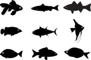 set di silhouette di pesce, silhouette vettoriale di pesce