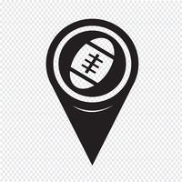 Puntatore della mappa Icona di football americano vettore