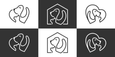 modello e carta di vettore di progettazione di logo animale domestico animale