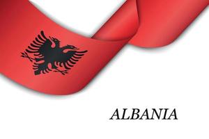 sventolando il nastro o lo striscione con la bandiera dell'albania vettore