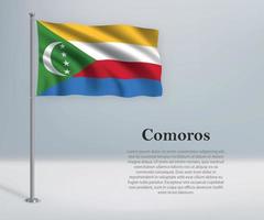 sventolando la bandiera delle Comore sul pennone. modello per l'indipendenza da vettore
