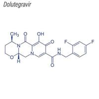 formula scheletrica vettoriale di dolutegravir. molecola chimica del farmaco.