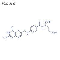 formula scheletrica vettoriale dell'acido folico. molecola chimica del farmaco.