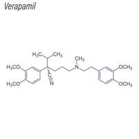 formula scheletrica vettoriale di verapamil. molecola chimica del farmaco.