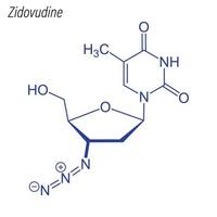 formula scheletrica vettoriale della zidovudina. molecola chimica del farmaco.