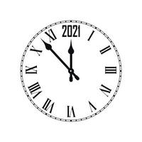 felice anno nuovo 2021 icona con orologio. illustrazione vettoriale
