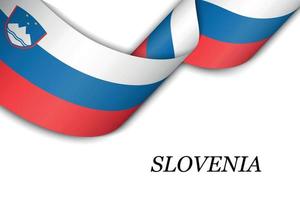 sventolando il nastro o lo striscione con la bandiera della slovenia vettore