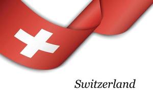 sventolando il nastro o lo striscione con la bandiera della svizzera vettore