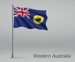 sventolando la bandiera dell'australia occidentale - stato dell'australia su flagpol vettore