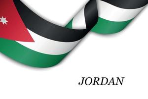 sventolando il nastro o lo striscione con la bandiera della giordania vettore