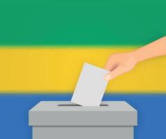 sfondo della bandiera delle elezioni del gabon. urne con modello di bandiera sfocata per il tuo design vettore