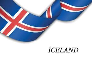 sventolando il nastro o lo striscione con la bandiera dell'Islanda vettore