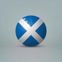 Sfera o sfera di plastica lucida realistica 3d con bandiera della Scozia vettore