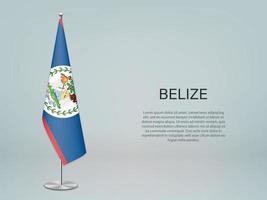 Belize bandiera appesa su supporto. modello per banner di conferenza vettore