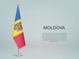 bandiera della Moldavia appesa sul supporto. modello per banner di conferenza vettore