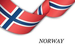 sventolando il nastro o lo striscione con la bandiera della Norvegia vettore