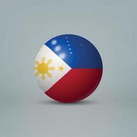 Sfera o sfera di plastica lucida realistica 3d con bandiera delle Filippine vettore