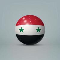Sfera o sfera di plastica lucida realistica 3d con bandiera della siria vettore