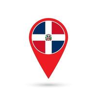 puntatore mappa con paese repubblica dominicana. bandiera della repubblica dominicana. illustrazione vettoriale. vettore