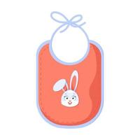bavaglino rosa per l'alimentazione con simpatico coniglio disegnato. vestiti da neonato. vestiti per bambini da mangiare. accessori per la maternità e l'infanzia vettore