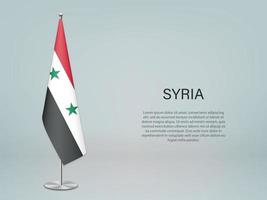 siria bandiera appesa su supporto. modello per banner di conferenza vettore