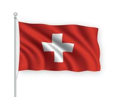 3d sventola bandiera svizzera isolato su sfondo bianco. vettore