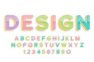 carattere e alfabeto colorati carino decorativo vettore