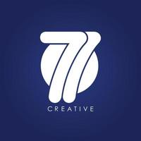 doppio logo 77. il design consiste in una sola linea continua che si lega in una forma a 77. semplice, elegante e molto brandizzato. vettore