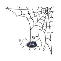 ragno appeso al web. personaggio dei cartoni animati di vettore per halloween