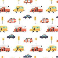 modello con camion dei pompieri, ambulanza, polizia e segnali stradali