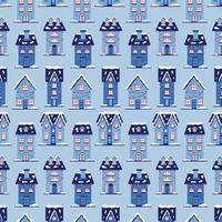 modello di case di neve di natale. sfondo di nuovo anno buon natale. illustrazione vettoriale in tonalità blu per confezioni regalo