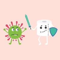il coronavirus dei batteri combatte con la carta igienica vettore