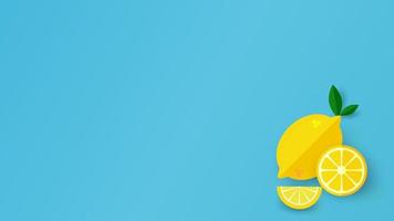 composizione estiva di fetta di limone giallo su sfondo blu brillante. concetto minimo.illustrazione vettoriale. vettore