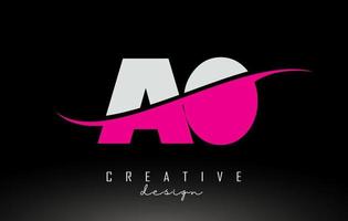 ao ao logo con lettera bianca e rosa con swoosh. vettore