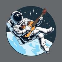 astronauta che suona la chitarra nello spazio. turista spaziale. illustrazione vettoriale in stile fumetto.