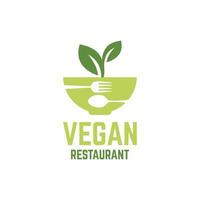 vettore logo ristorante vegano su sfondo bianco