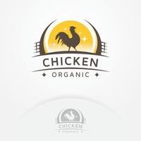 concetto di design del logo dell'allevamento di polli vettore