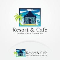 concetto di design del logo resort e caffè vettore