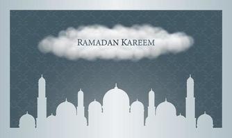 grafica vettoriale del ramadan kareem con silhouette della moschea. adatto per biglietti di auguri, sfondi e altri sfondi ramadan.