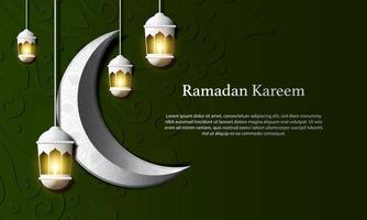 grafica vettoriale di ramadan kareem con luna bianca. adatto per biglietti di auguri, sfondi e altro.